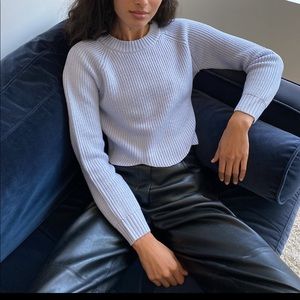 Aritzia Icy Blue Cropped and Scalloped Sweater